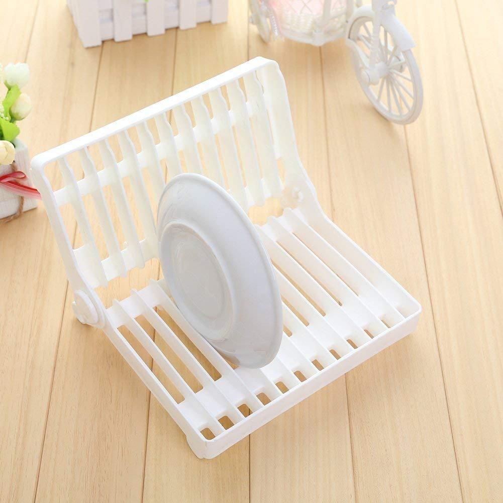Folding Plastic Kitchen Dish Rack Stand – Dinner Plate Holder (Pack of 1)
