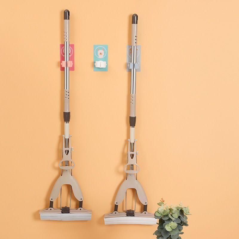 Wall Mounted Cartoon Mop & Broom Holder – Self Adhesive Organizer (Pack of 3)