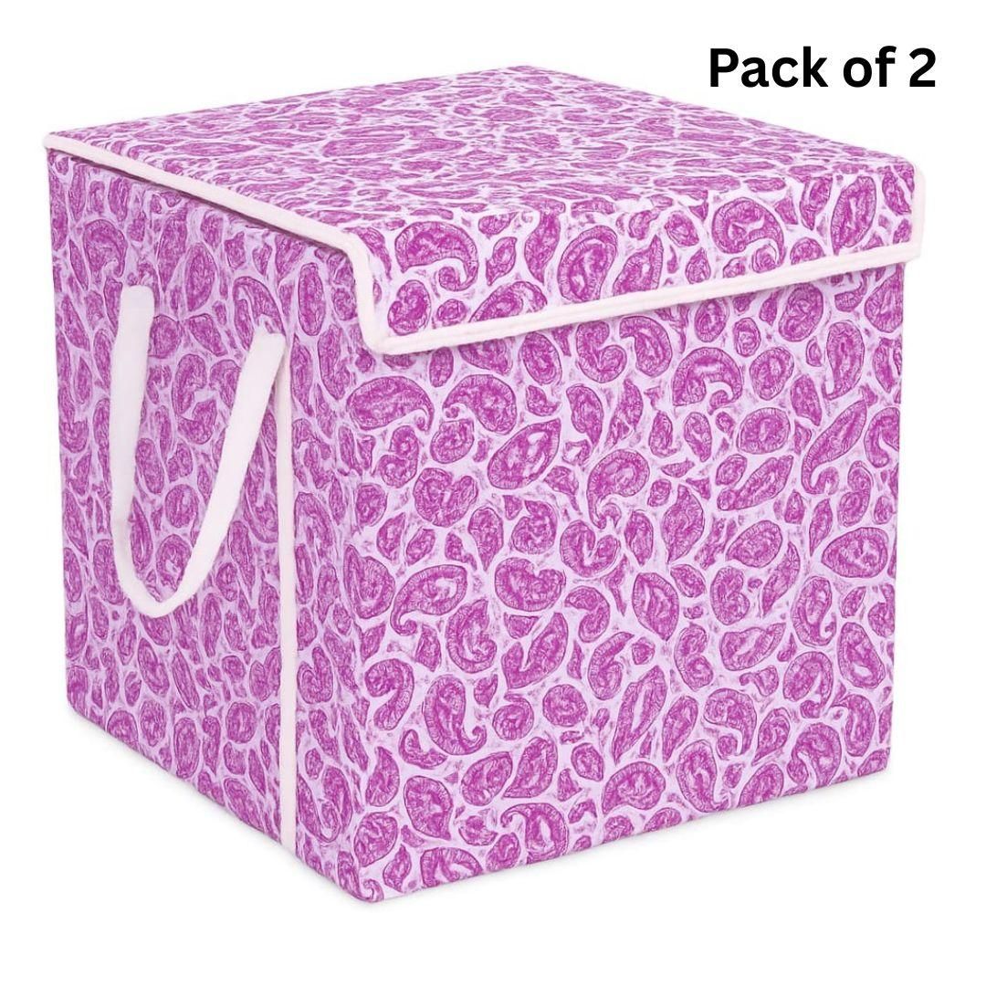 Foldable Laundry Basket Storage Box with Lid – Compact Organizer (Pack of 2)