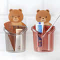 Wall Mounted Self-Adhesive Teddy Bear Toothbrush Holder (Pack of 2)