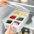 6 Grid Fridge Storage Box – Plastic Food Organizer Container (Pack of 1)