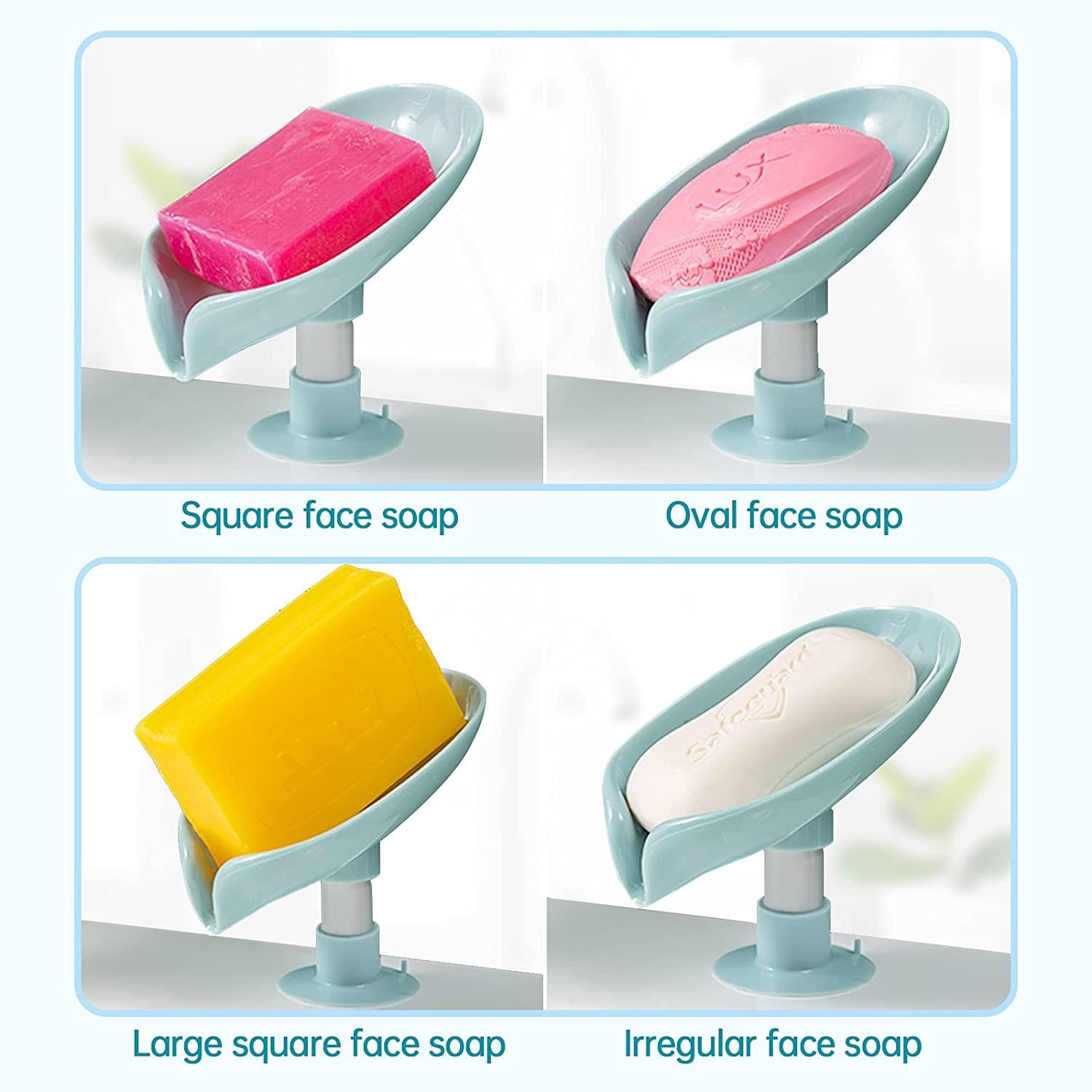 Leaf Shape Self-Draining Soap Holder with Suction Cup (Pack of 1)