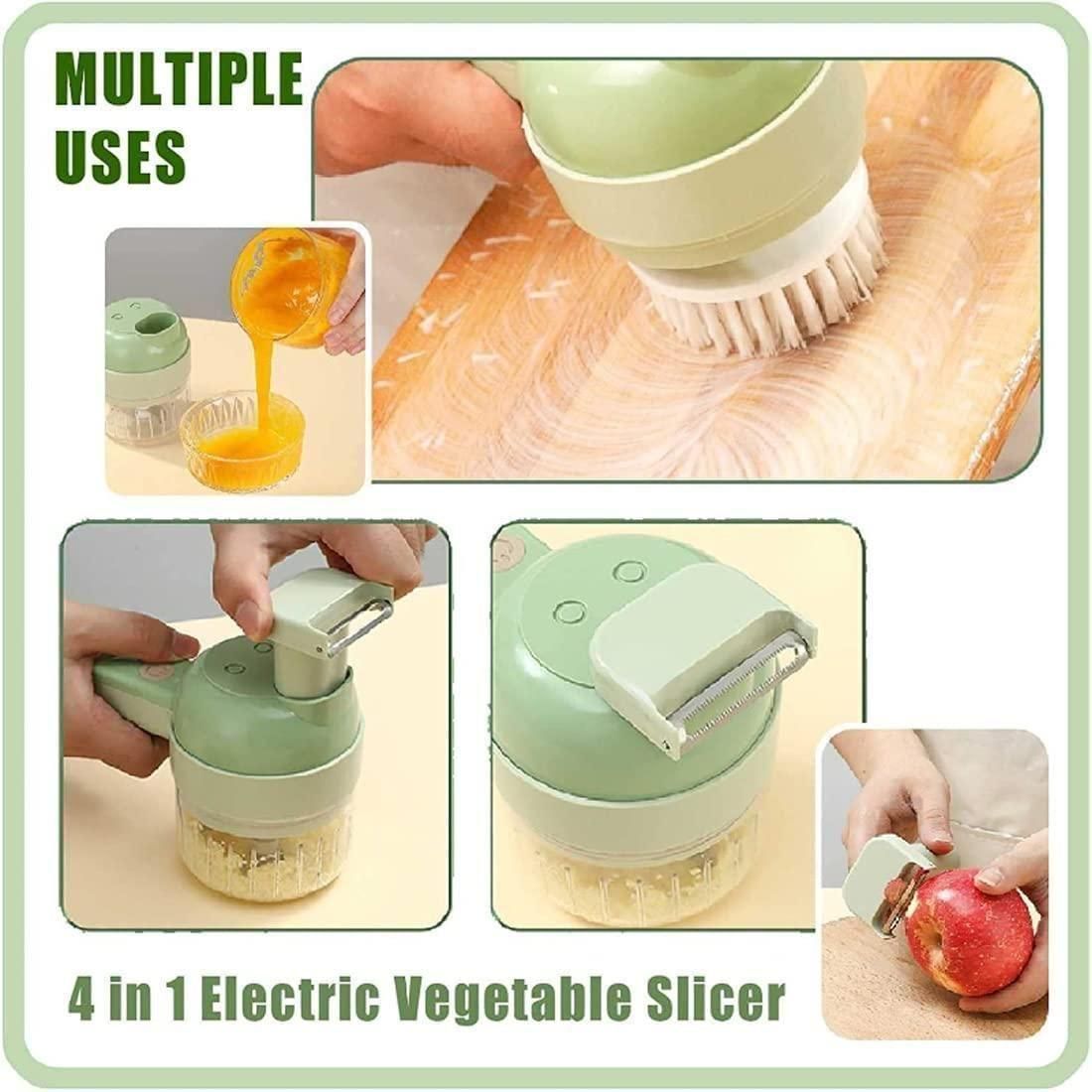 4-in-1 Portable Electric Vegetable Cutter Set – Chopper, Grinder & Peeler