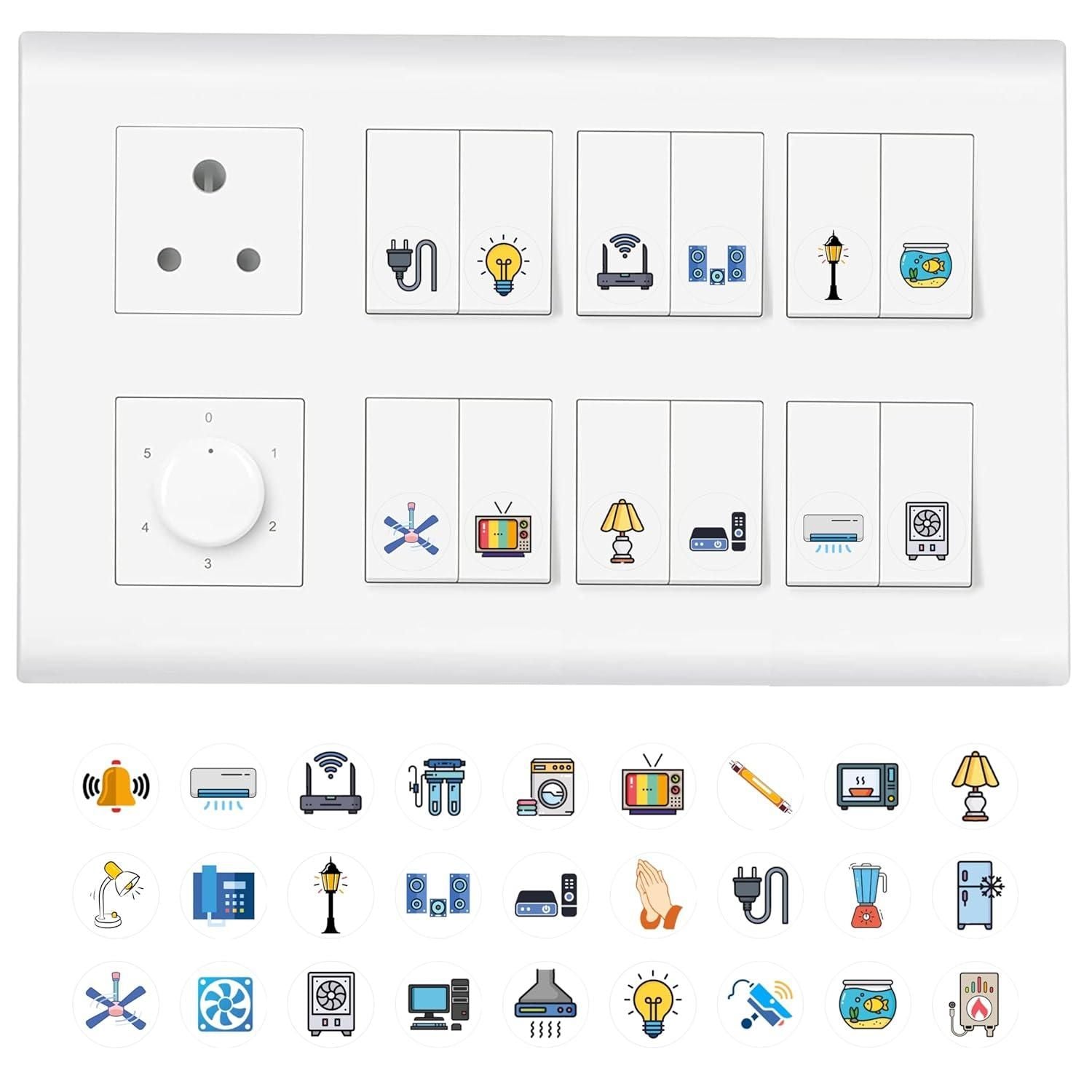 3D Premium Switch Stickers – Decorative Wall Switch Labels (149 Stickers)