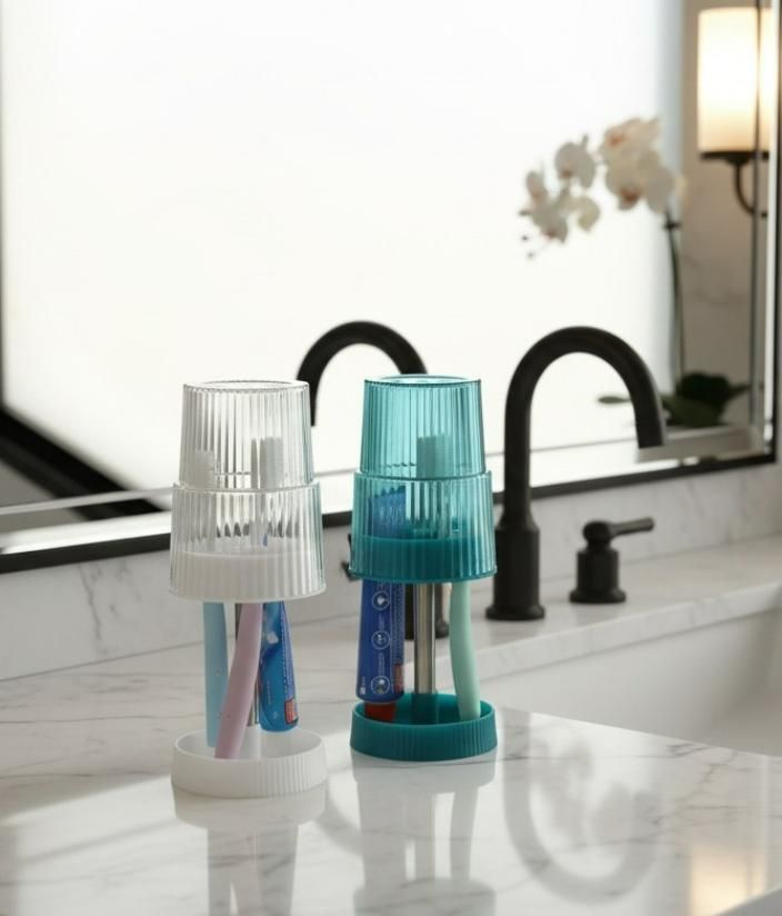 Plastic Portable Transparent Toothbrush Holder – Pack of 2