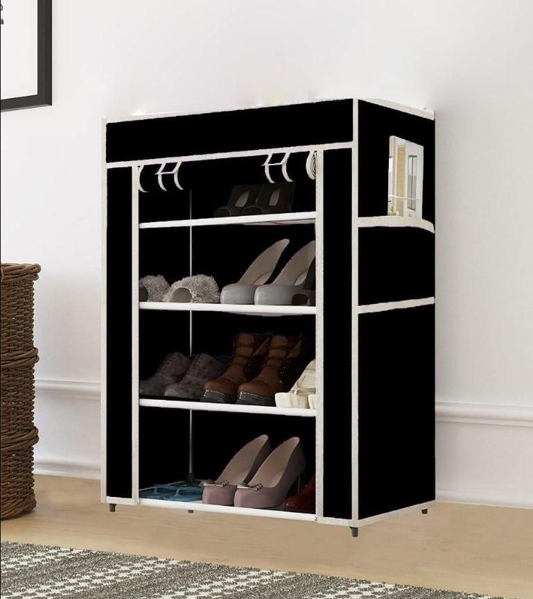 4 Rack Collapsible Wardrobe Cabinet & Shoe Rack – Space-Saving Storage Organizer