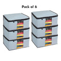 Solid Non-Woven Saree Cover for Wardrobe – Grey Storage Organizer (Pack of 6)