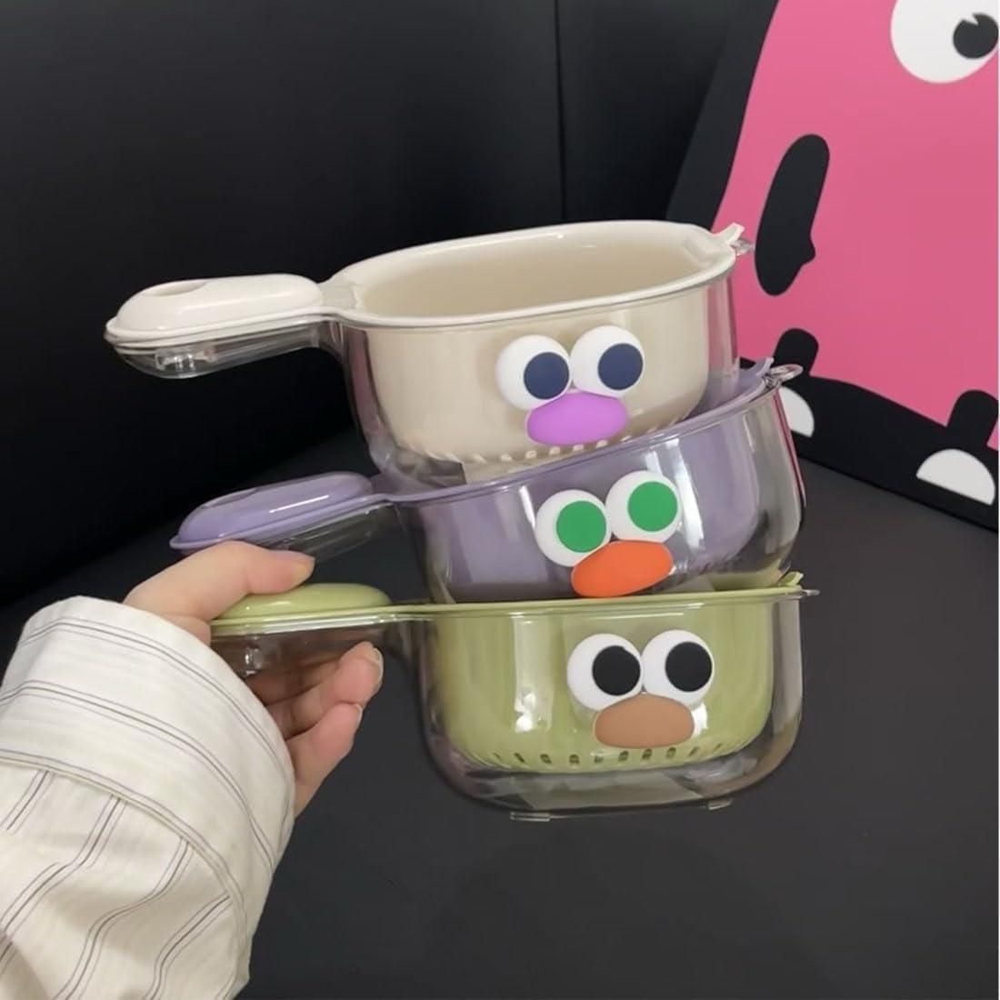 Dual-Layer Veggie & Fruit Draining Basket with Handle – BPA Free Strainer (Pack of 1)