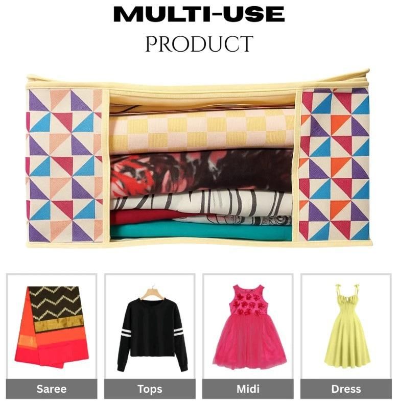 High Quality Triangle Printed Saree Cover – Non-Woven & PVC (Pack of 3/6)