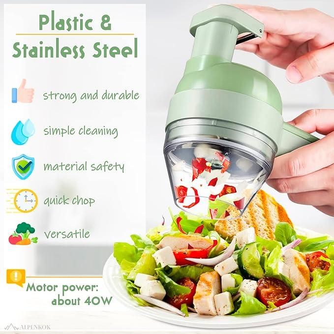 4-in-1 Portable Electric Vegetable Cutter Set – Chopper, Grinder & Peeler
