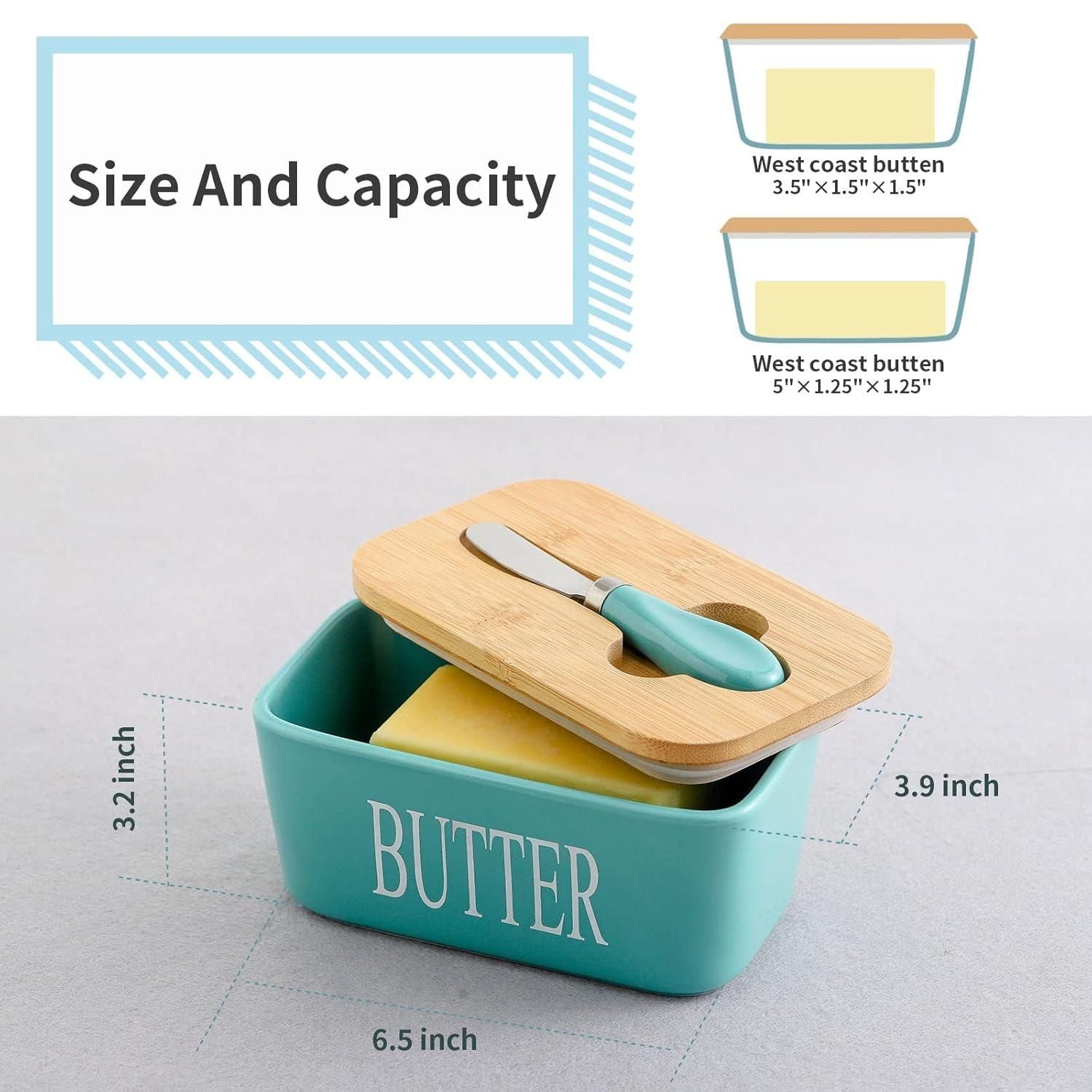 Ceramic Butter Dish with Wooden Lid – Assorted Color (Pack of 1)