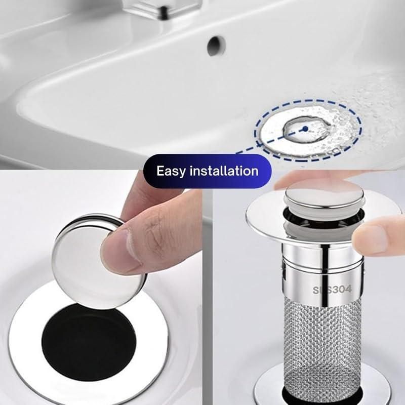 Sink Hair Filter – Stainless Steel Drain Stopper Hair Catcher (Pack of 1)