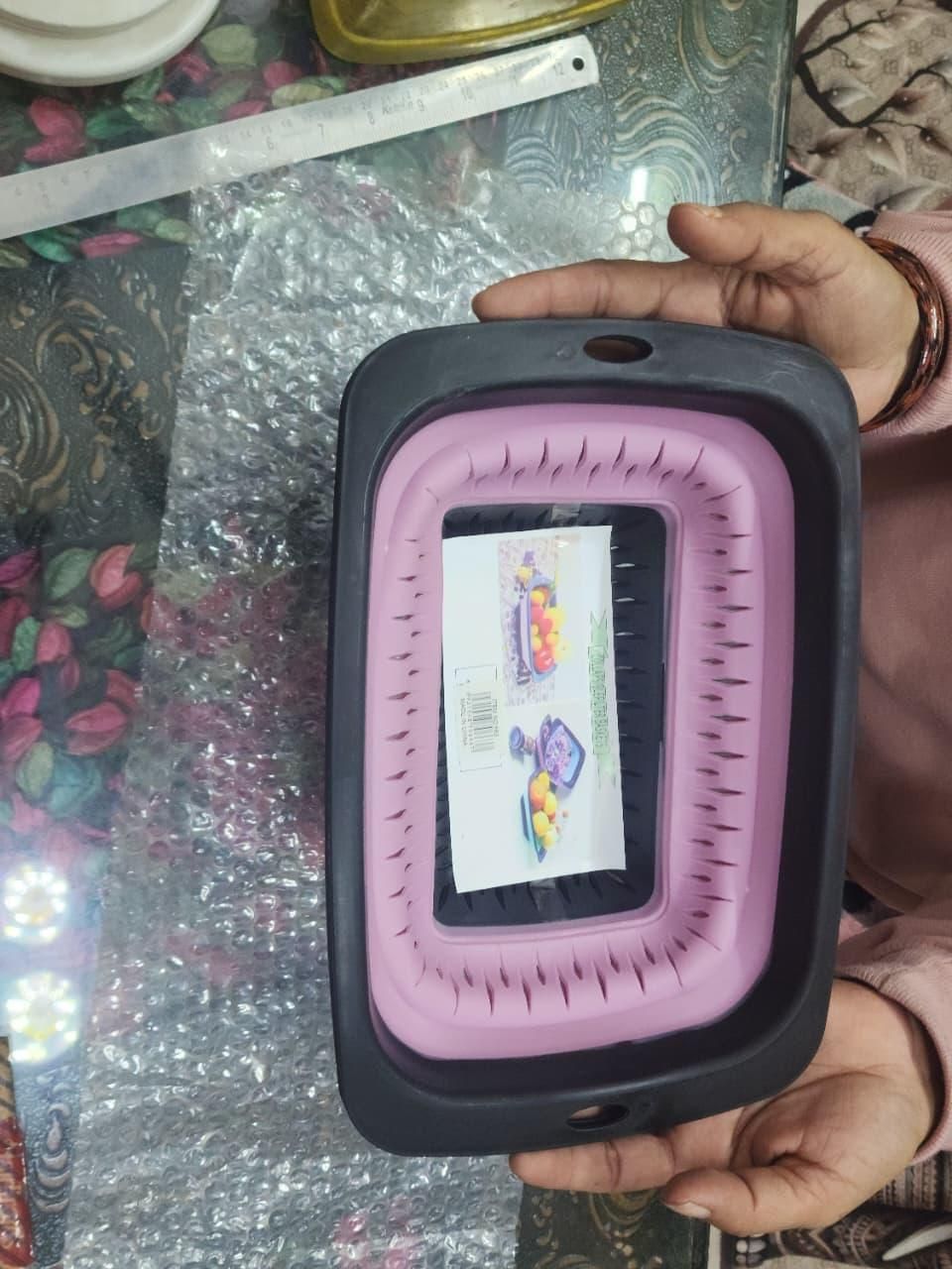 2-in-One Silicone Basket for Washing – Collapsible Colander & Storage Organizer