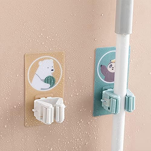 Wall Mounted Cartoon Mop & Broom Holder – Self Adhesive Organizer (Pack of 3)