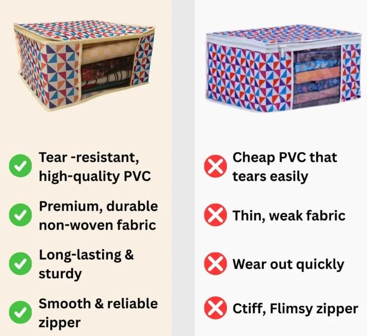 High Quality Triangle Printed Saree Cover – Non-Woven & PVC (Pack of 3/6)