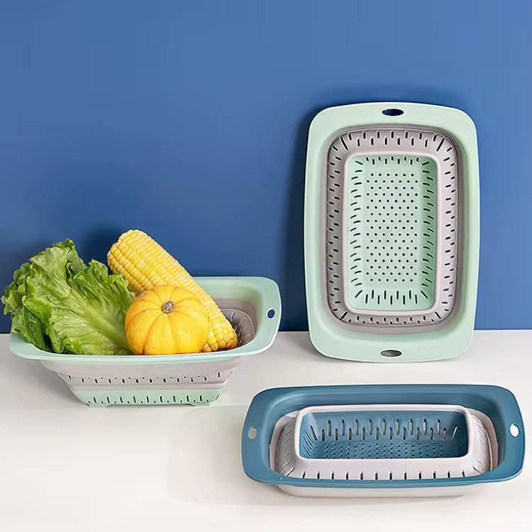 2-in-One Silicone Basket for Washing – Collapsible Colander & Storage Organizer