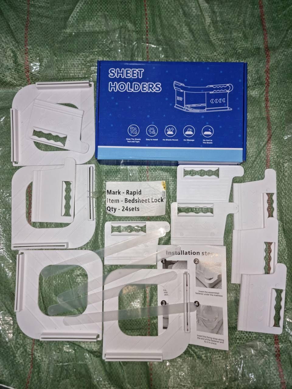 Bedsheet Lock Holder – Double Sided ABS Sheet Fasteners (4 Pcs)