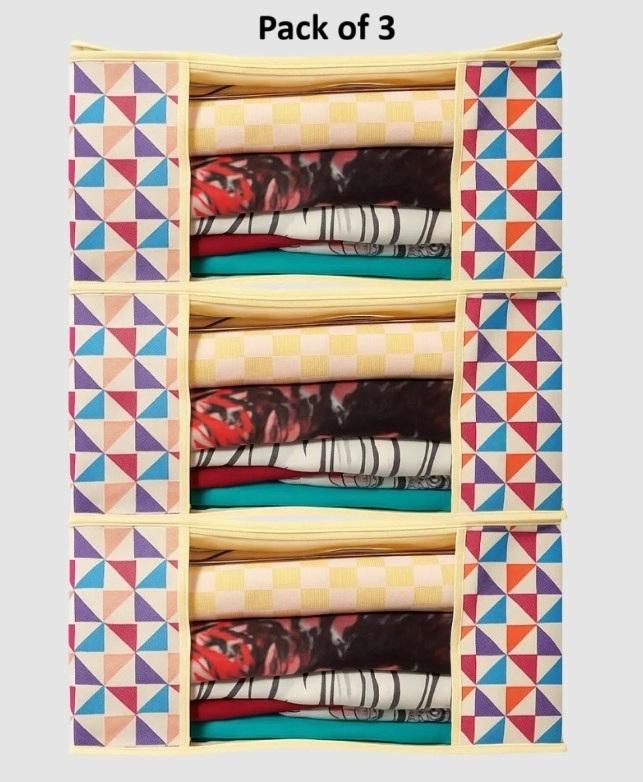 High Quality Triangle Printed Saree Cover – Non-Woven & PVC (Pack of 3/6)