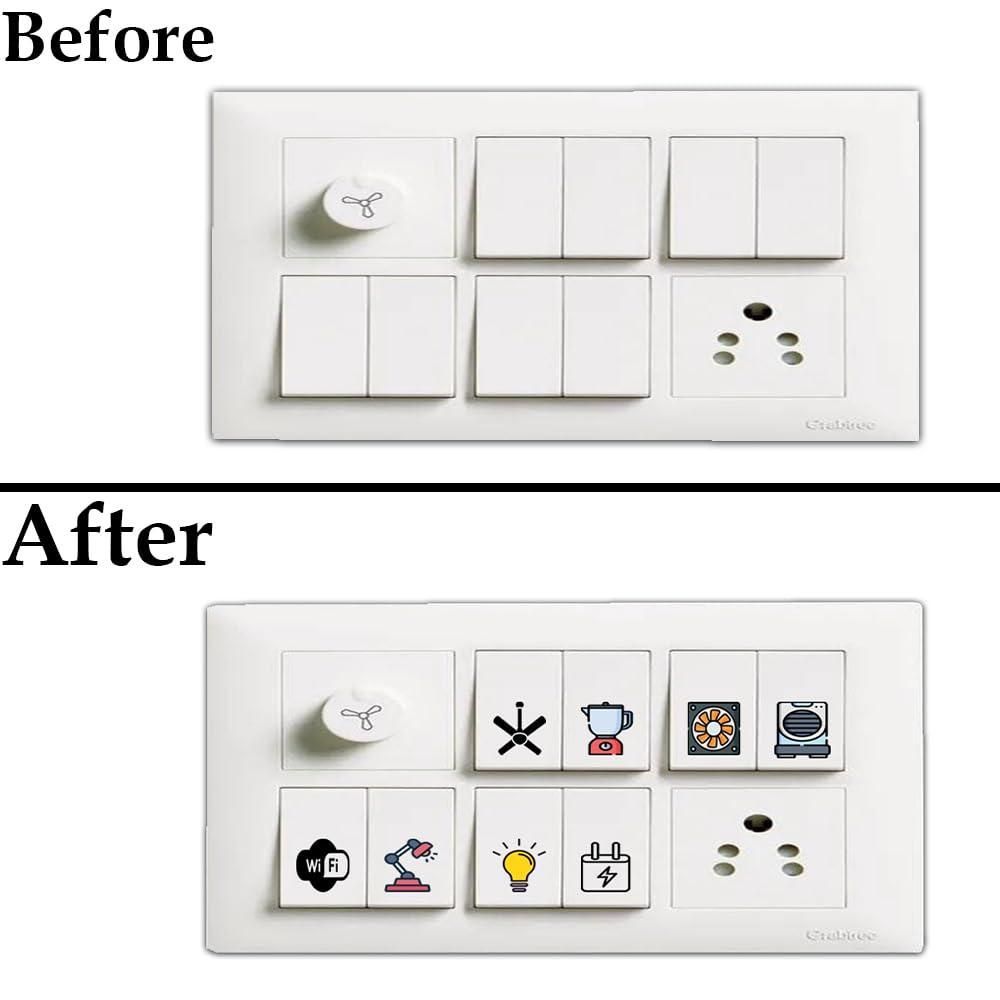3D Premium Switch Stickers – Decorative Wall Switch Labels (149 Stickers)