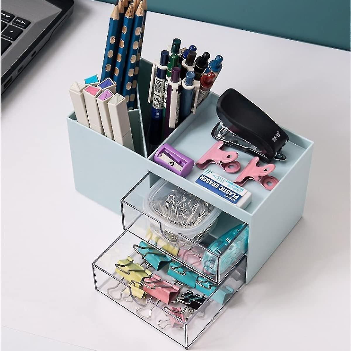 Multifunctional Pencil Holder Desktop Storage Box with Drawer (Pack of 1)
