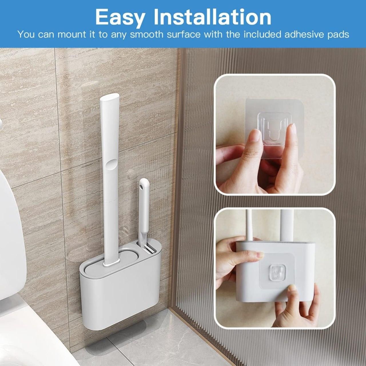 Wall Mounted Silicone Toilet Brush Set – Flexible Bathroom Cleaning Kit (Pack of 1)