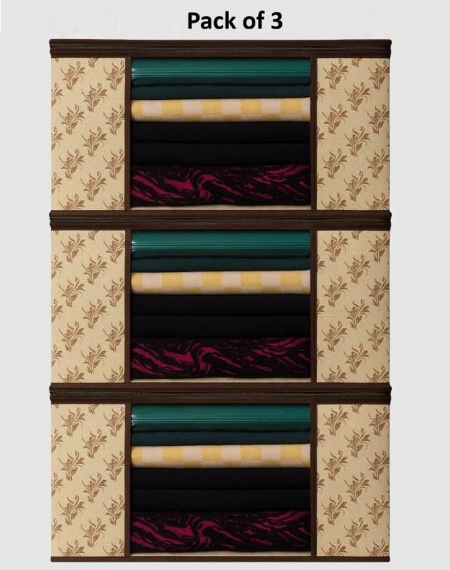 High Quality Printed Saree Cover – Non-Woven & PVC, Floral Design (Pack of 3/6)