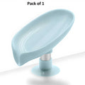 Leaf Shape Self-Draining Soap Holder with Suction Cup (Pack of 1)