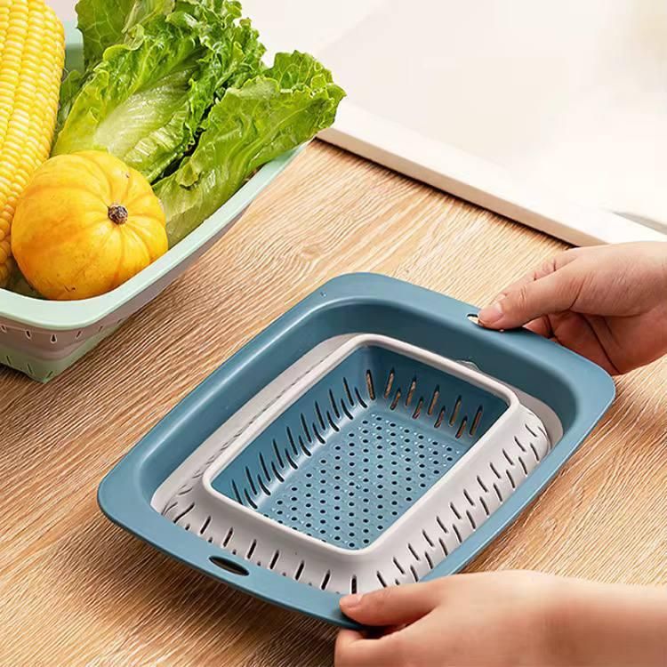 2-in-One Silicone Basket for Washing – Collapsible Colander & Storage Organizer