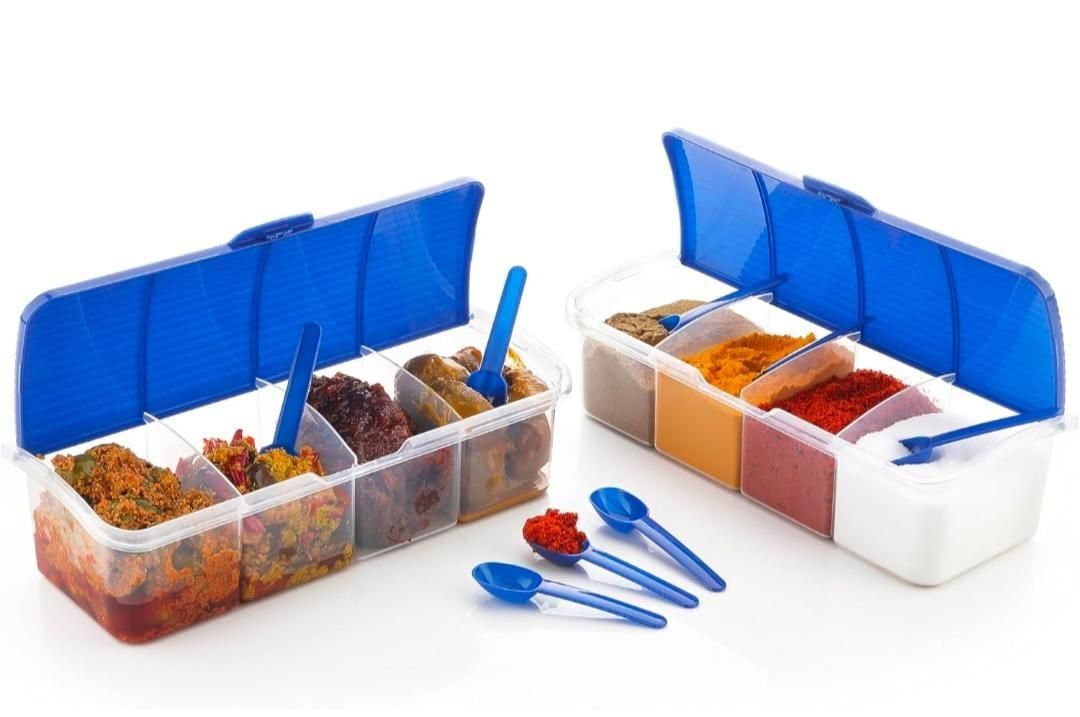 4-in-1 Spice Vault with Measuring Spoons & Airtight Lid (Pack of 2)