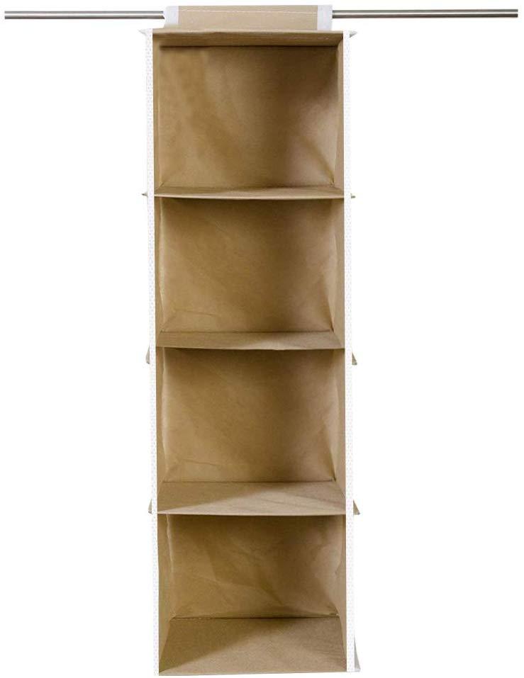 Hanging Wardrobe Organizer – 4 Shelf Non-Woven Cloth Storage Rack
