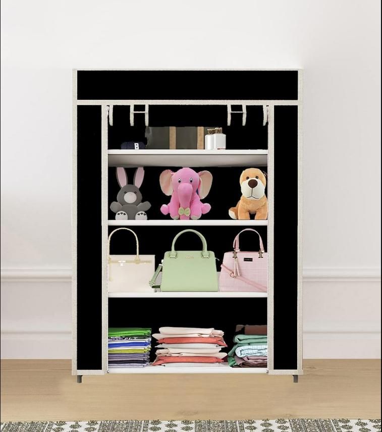 4 Rack Collapsible Wardrobe Cabinet & Shoe Rack – Space-Saving Storage Organizer