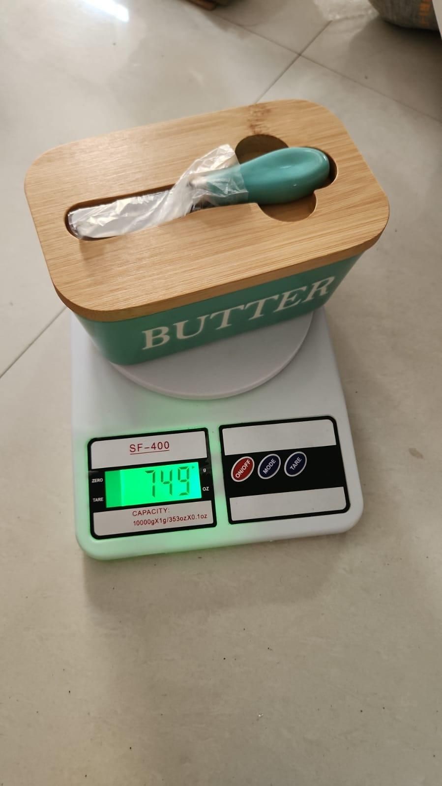 Ceramic Butter Dish with Wooden Lid – Assorted Color (Pack of 1)