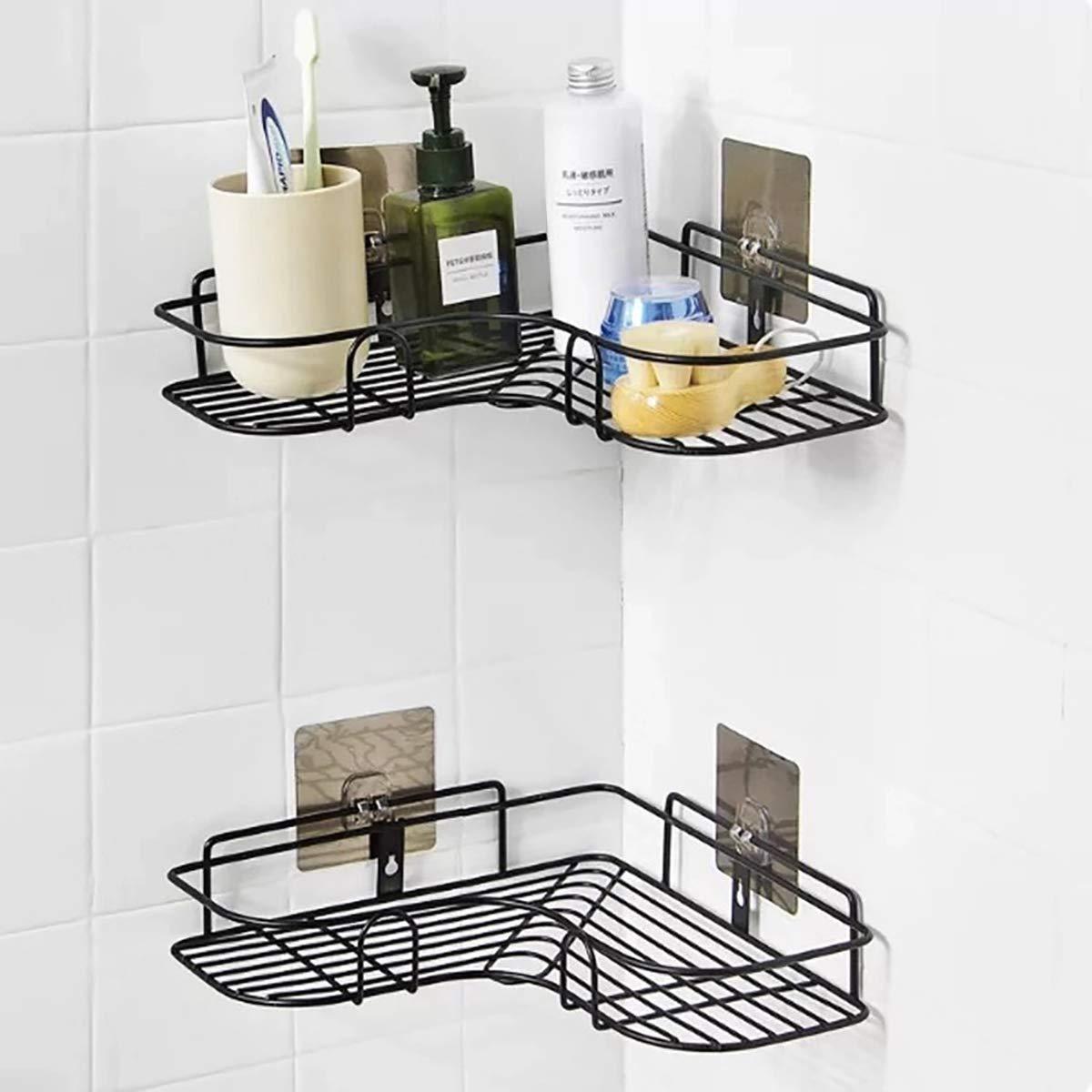 Stainless Steel Corner Shelf – Drill-Free Kitchen & Bathroom Storage Rack