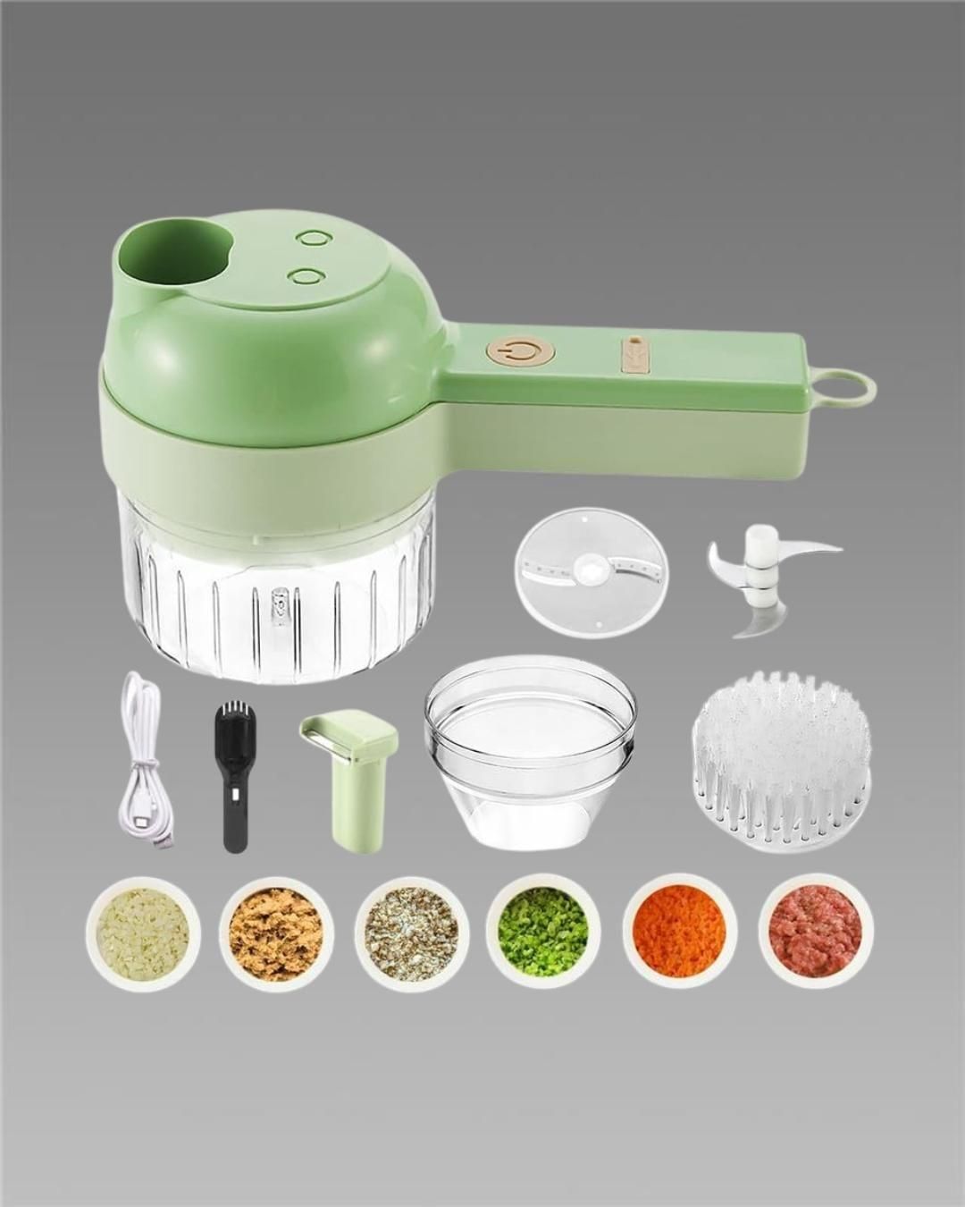 4-in-1 Portable Electric Vegetable Cutter Set – Chopper, Grinder & Peeler