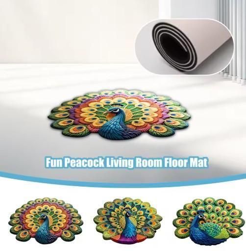 Non-Slip Peacock Design Floor Mat – Absorbent Soft Mat (Pack of 2)