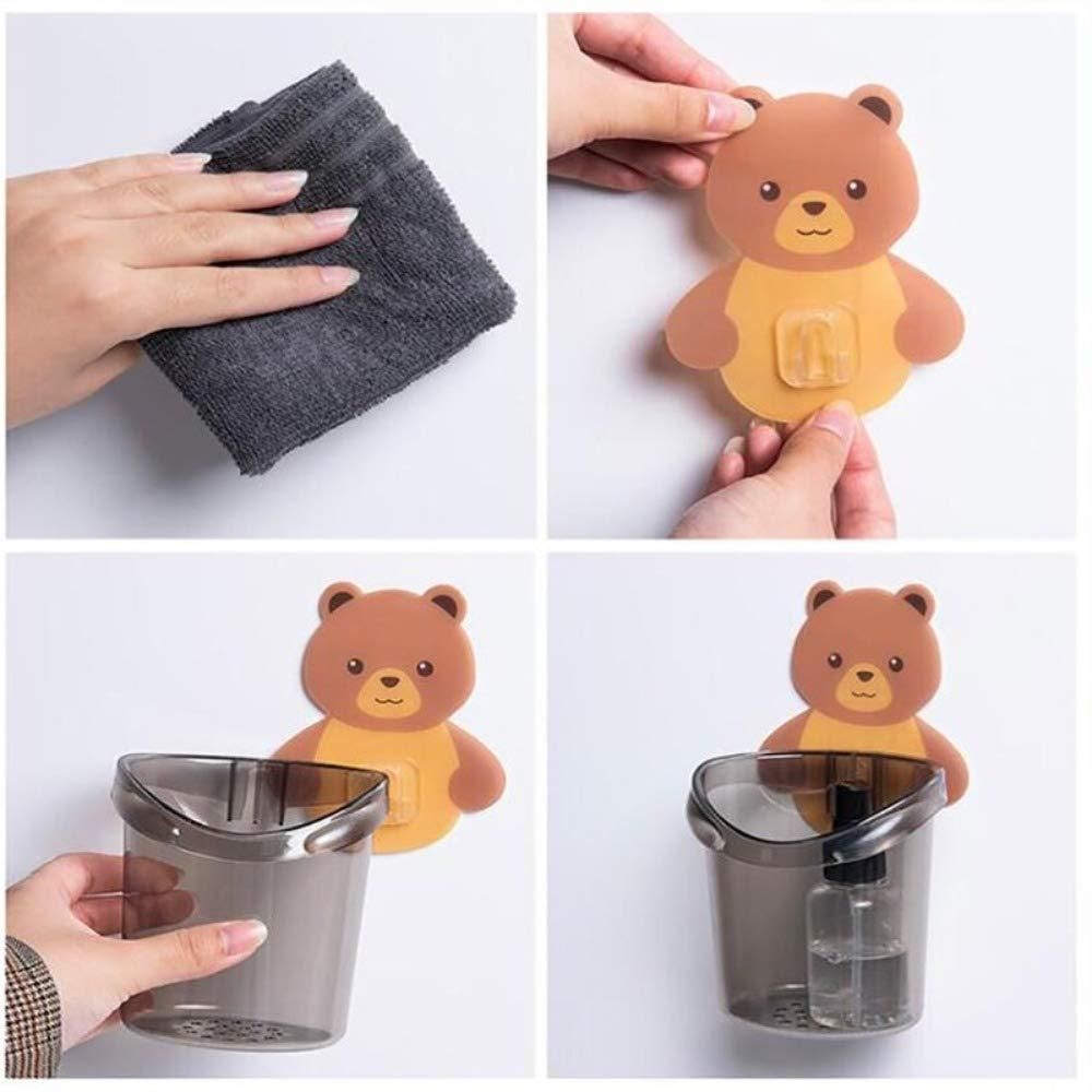 Wall Mounted Self-Adhesive Teddy Bear Toothbrush Holder (Pack of 2)