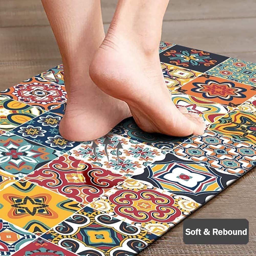 Kitchen Floor Mats Set – Washable Moroccan Style Mats (Pack of 2)