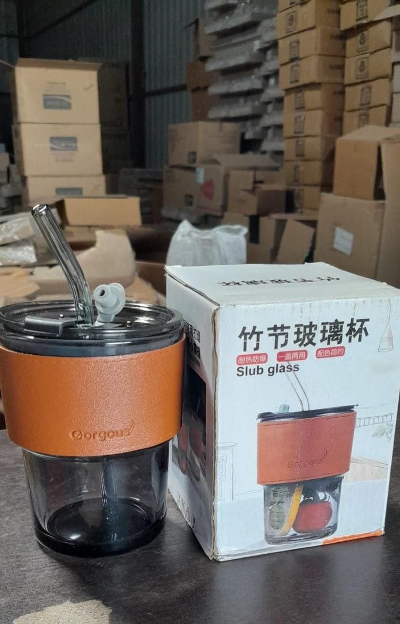 Over Twice Glass Water Bottle with Straw – Leak Proof Insulated Bottle (Pack of 1)