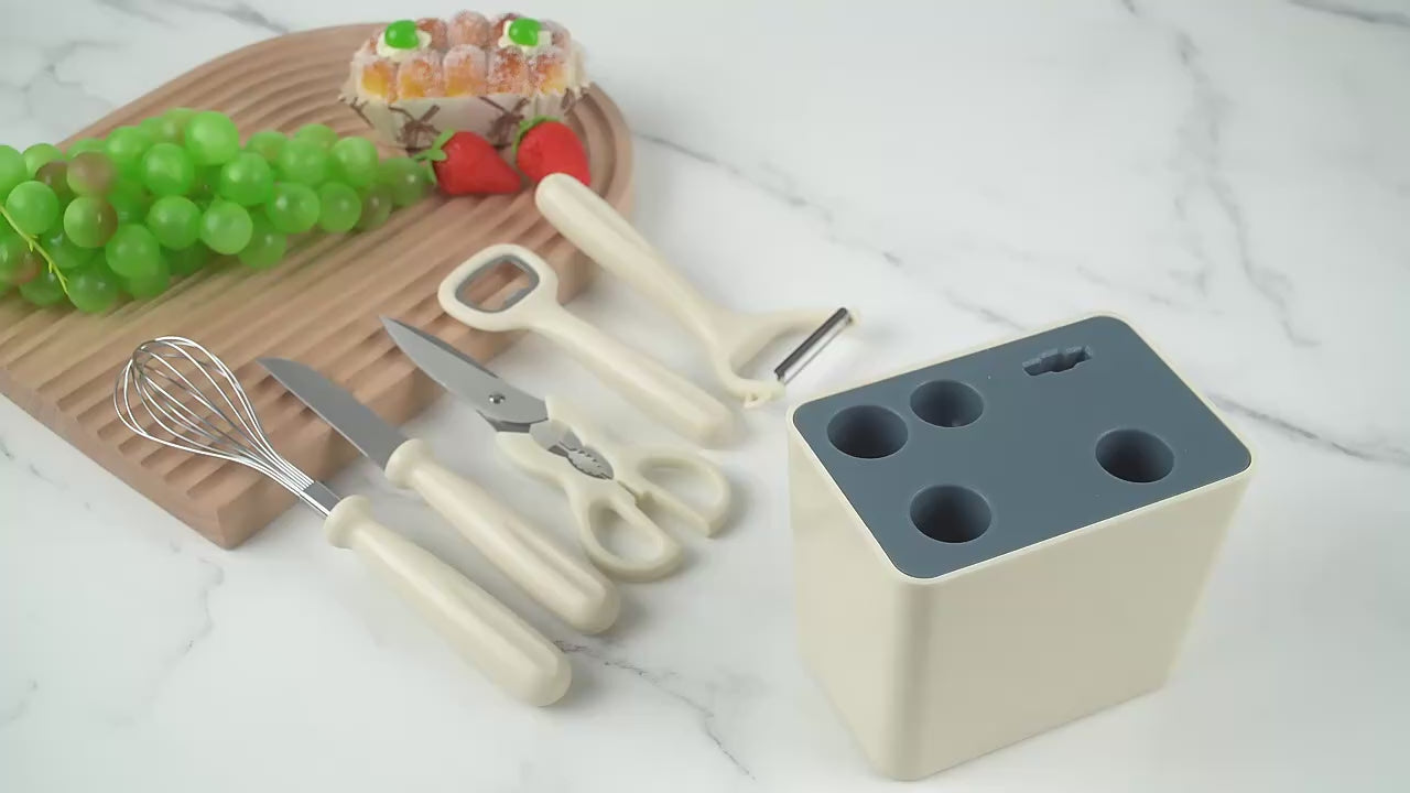 Stainless Steel Kitchen Gadget Set with Stand – Essential Utensils Gift Set (Pack of 1)