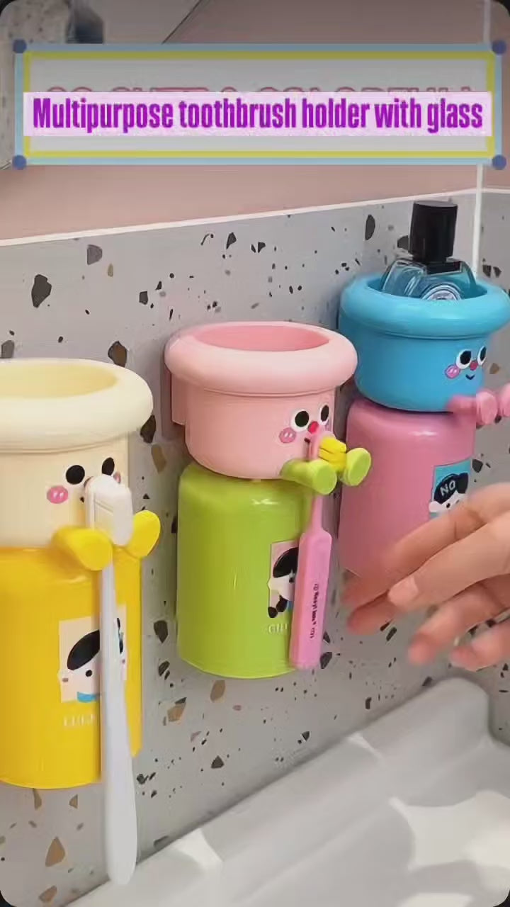 Dopamine Magnetic Toothbrush Cup Holder – Punch Free Cute Wall Mounted Organizer