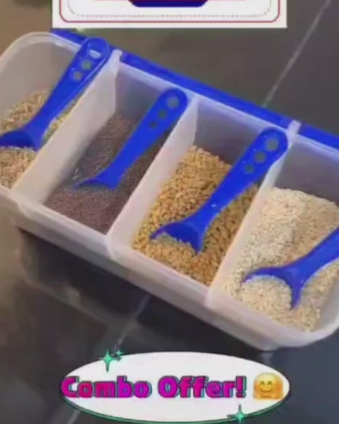 4-in-1 Spice Vault with Measuring Spoons & Airtight Lid (Pack of 2)